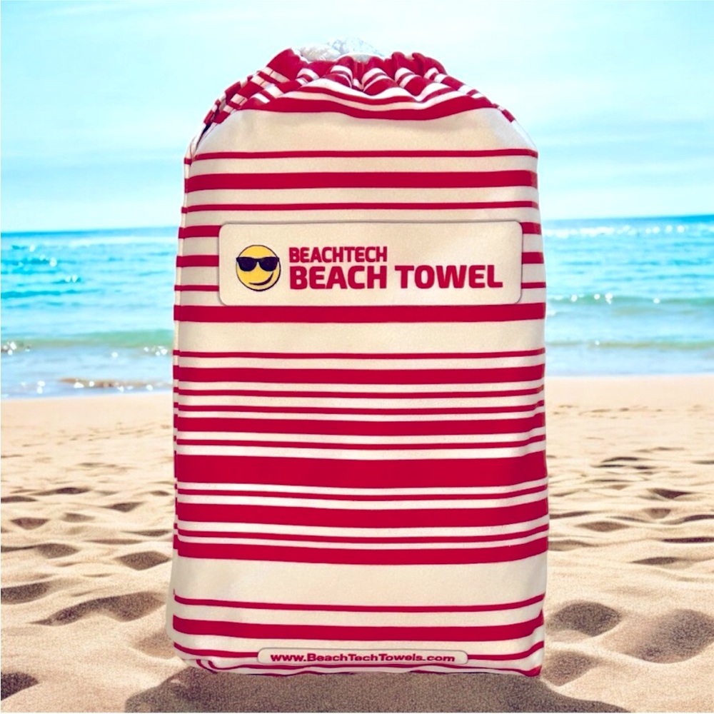 ❣️BeachTech High Performance Red Stripe Beach Towel❣️ ~large 30"x"60